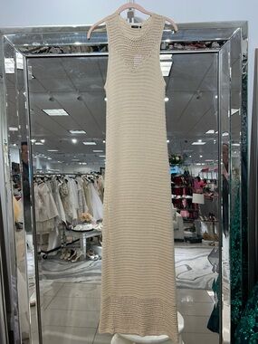 MASSIMO DUTTI Sleeveless Cream Knit Maxi Dress